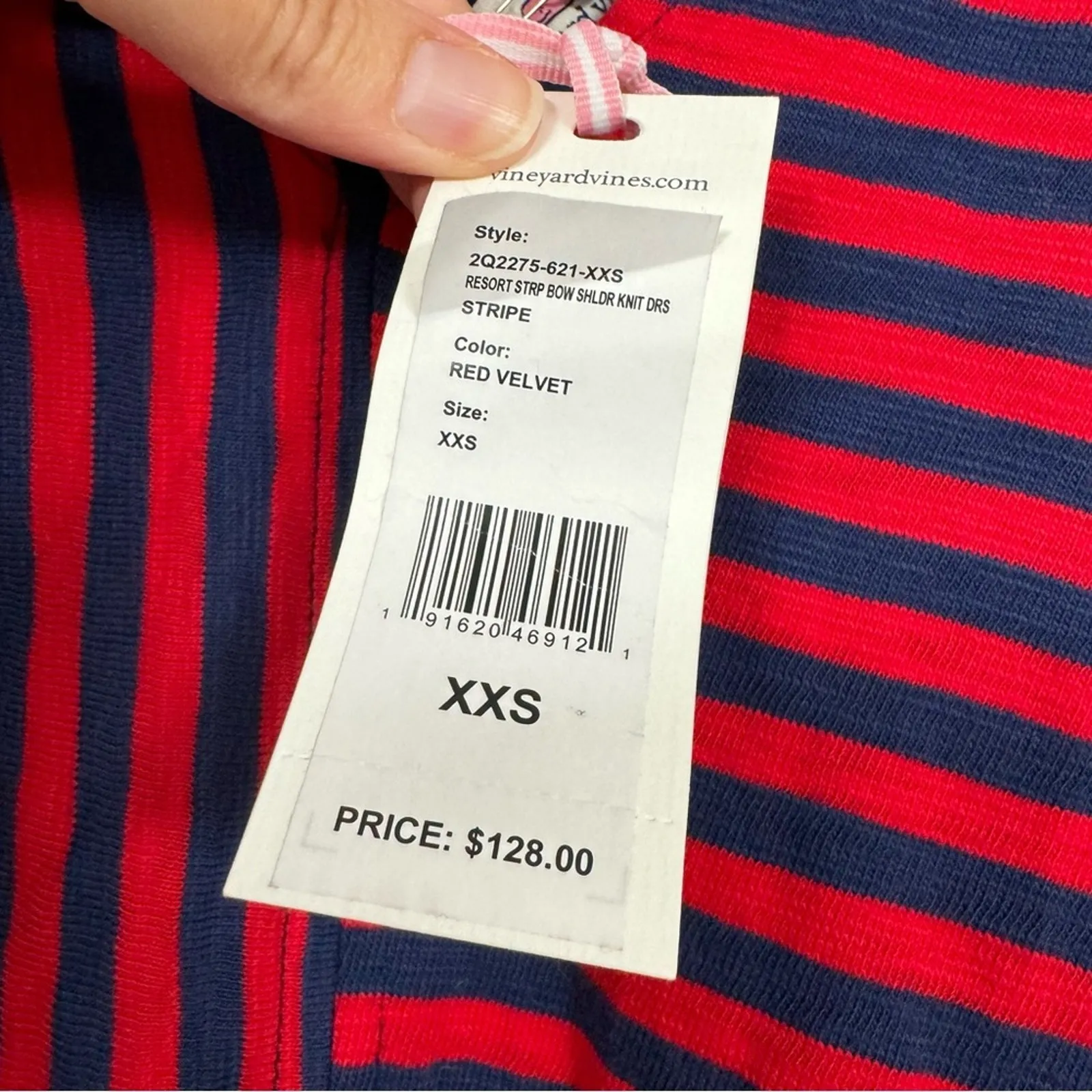 Vineyard Vines Red & Blue Striped Mini Dress Womens XXS Sleeveless Summer Shift - Image 3