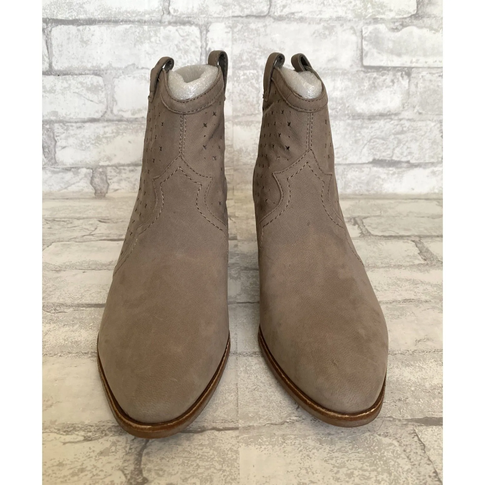 NWT Sam Edelman Womens Reynolds Leather Heels Ankle Boots Taupe Sz 10.5 - Image 7