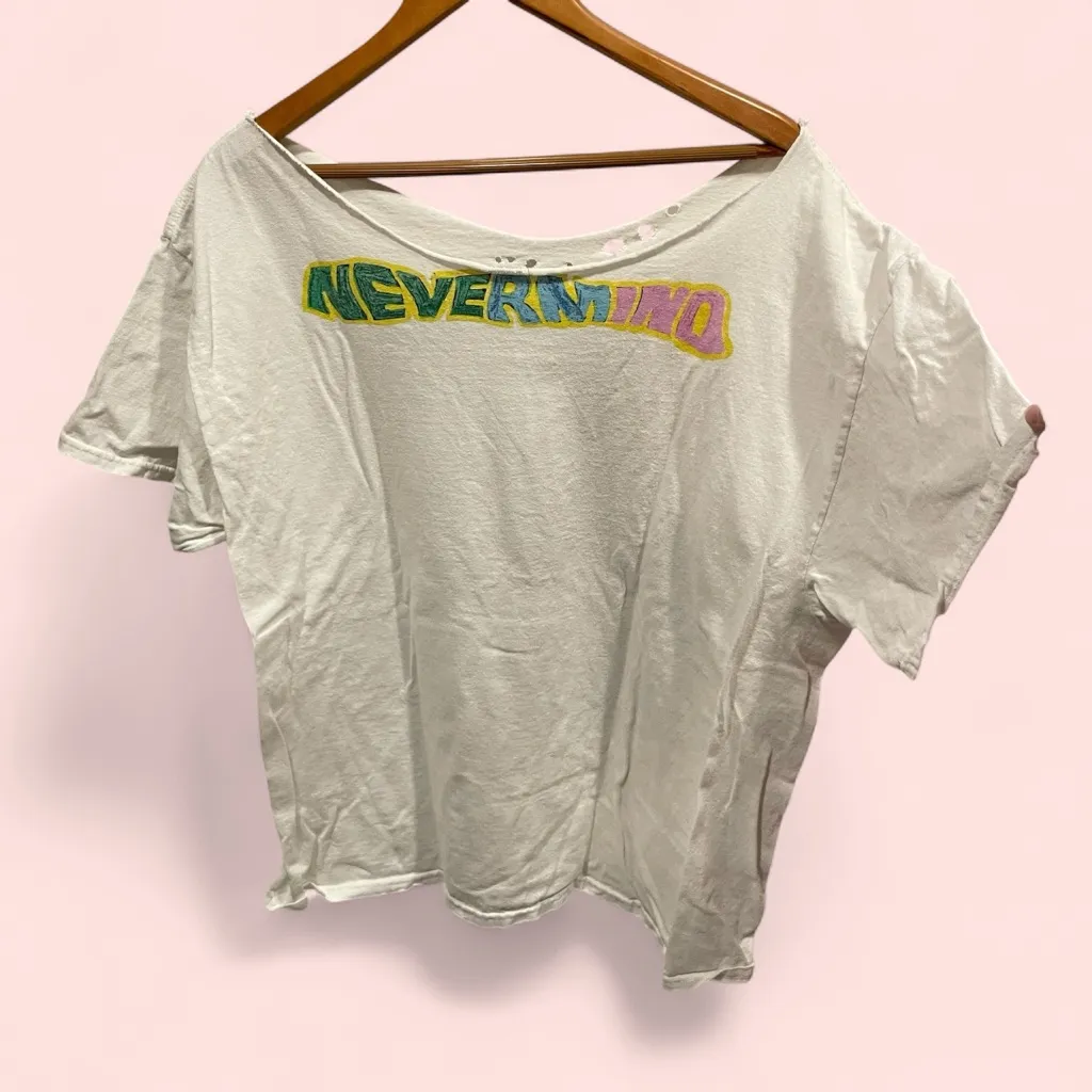 Nirvana urban outfitters distressed cut out neck t-shirt thrashed cotton - Image 2