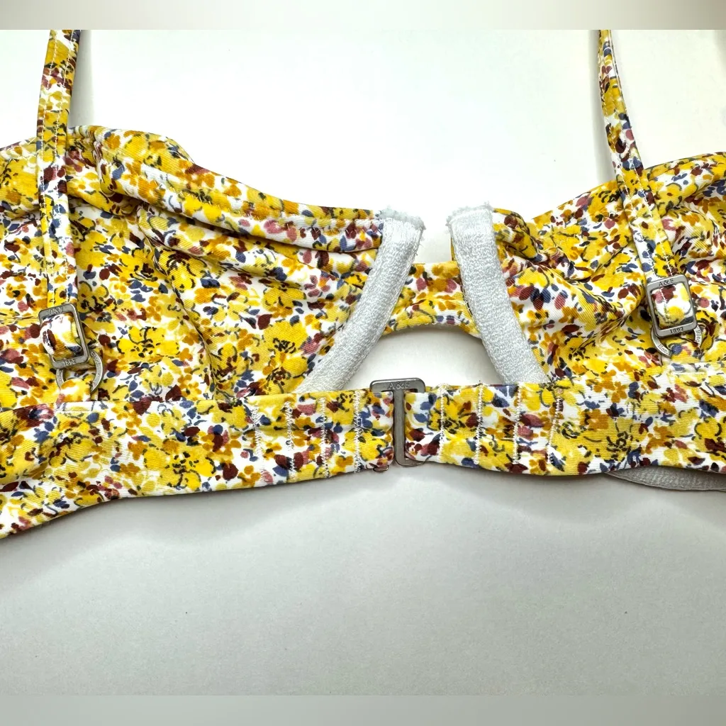 Abercrombie & Fitch Ruffle Floral Yellow Bikini Swim Top Size‎ S - Image 5