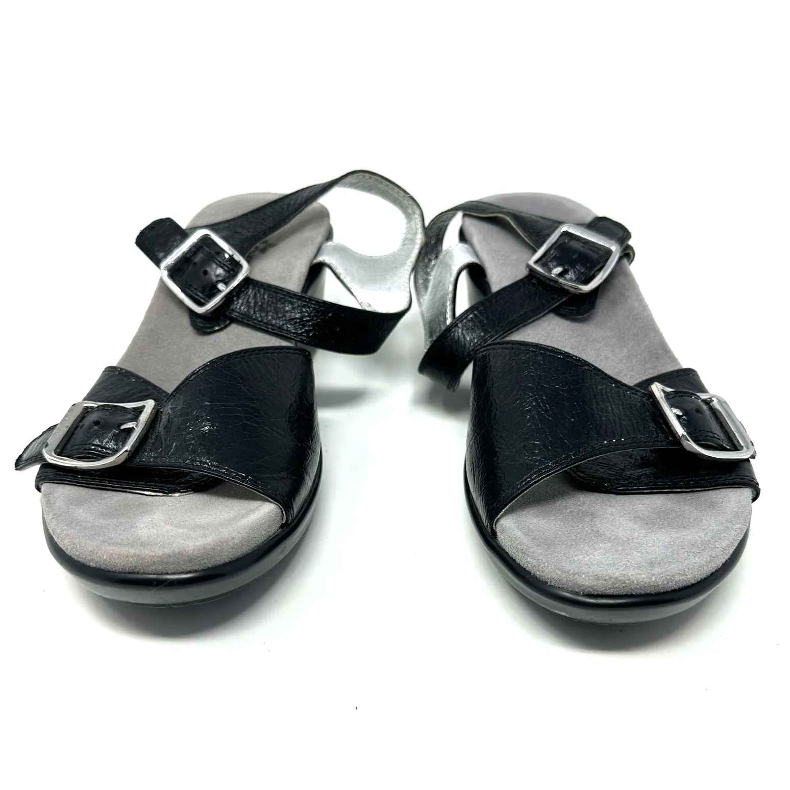 Alegria Size 37 Slingback Buckle Strap Shoes‎ Black 2-inch Heels Wedge Casual - Image 2