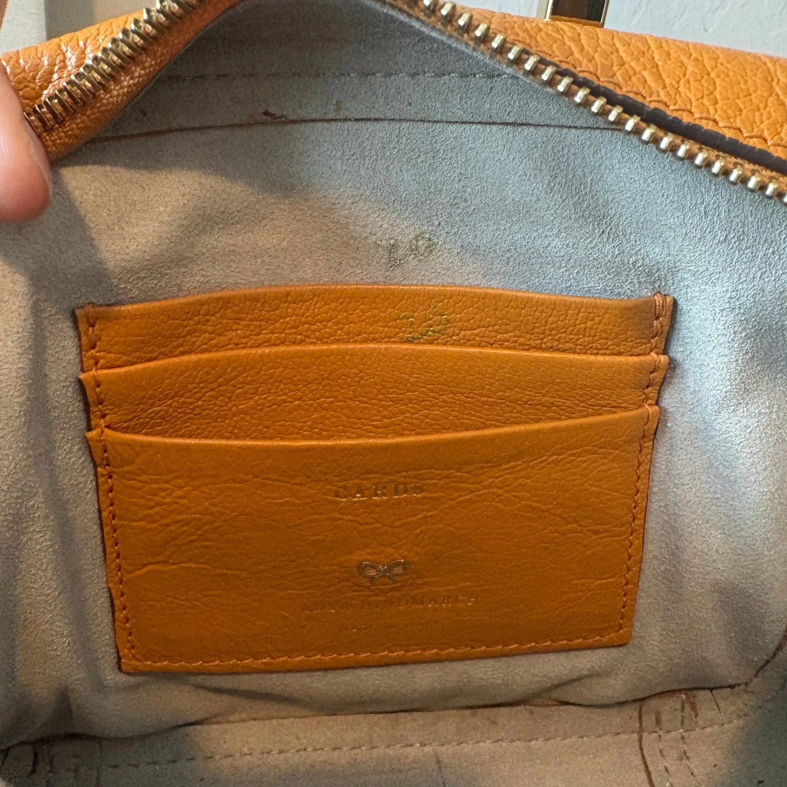 Anya Hindmarch Smiley Face Camera Bag Orange Leather Suede Crossbody - Image 8