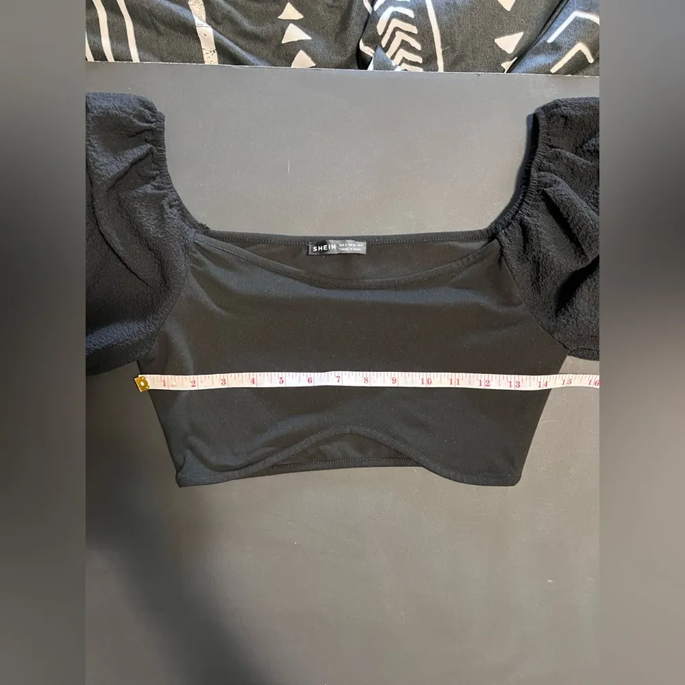 Renaissance Balloon Long Sleeve Black Crop Top Women’s Sz S EUC - Image 6