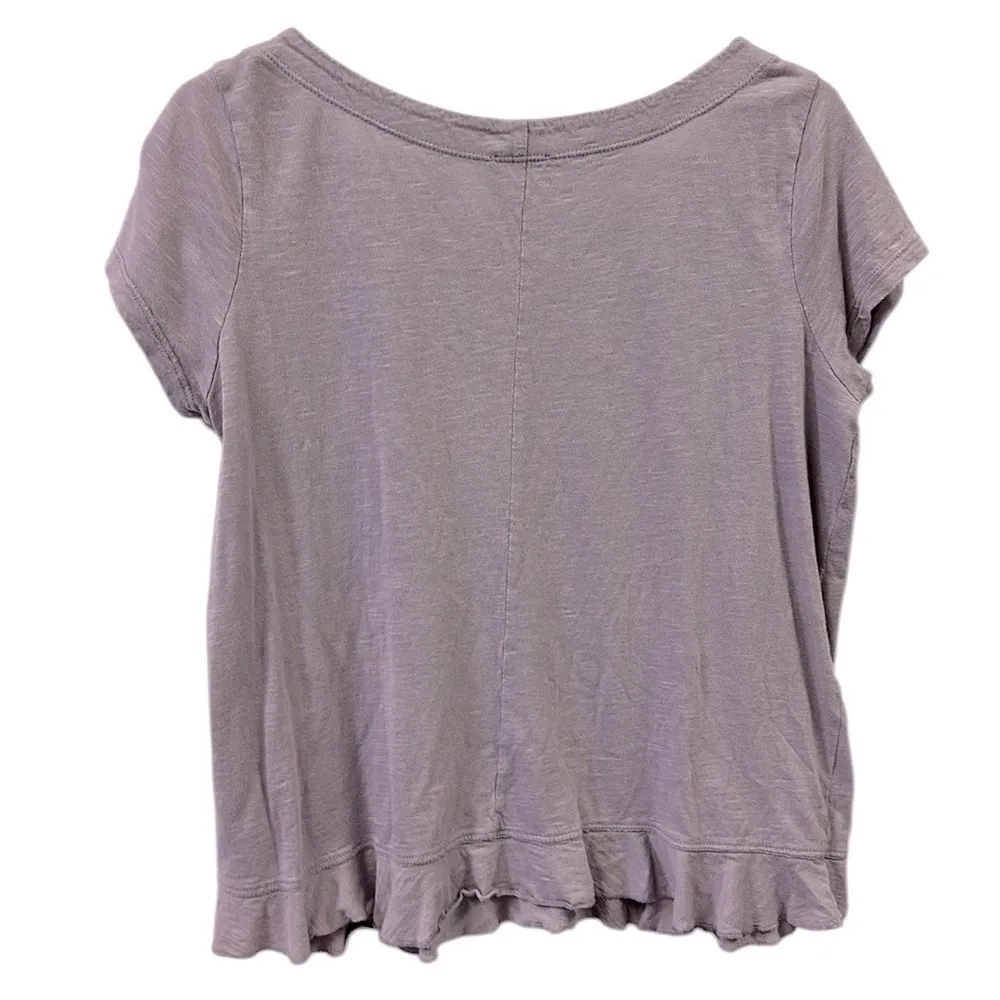 Susina Purple Cotton Modal Peplum Ruffle Hem Short Sleeve Tee Shirt Top Womens S - Image 8