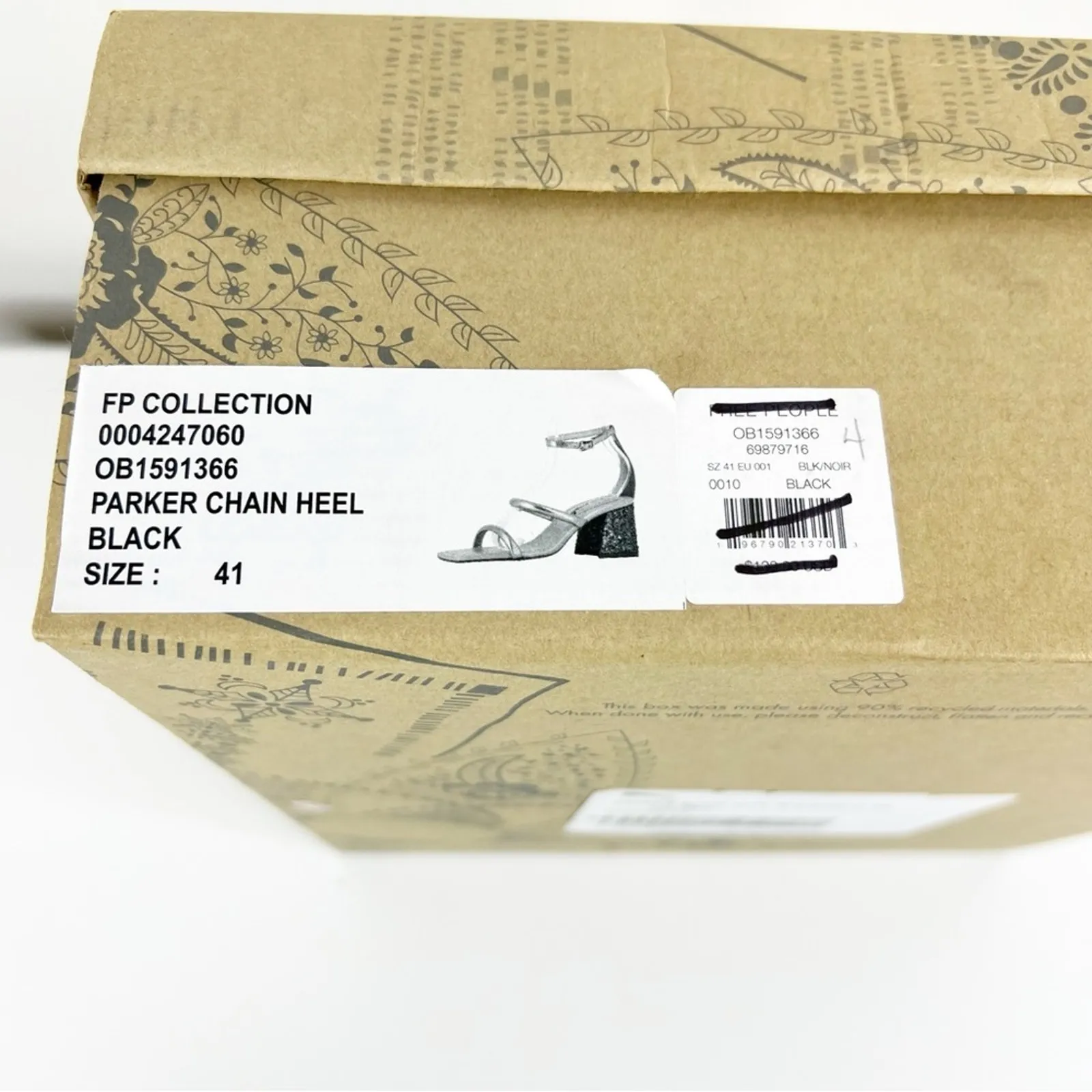 NWT‎ Free People Parker Leather Chain Detail Heeled Sandal 11 Black - Image 9