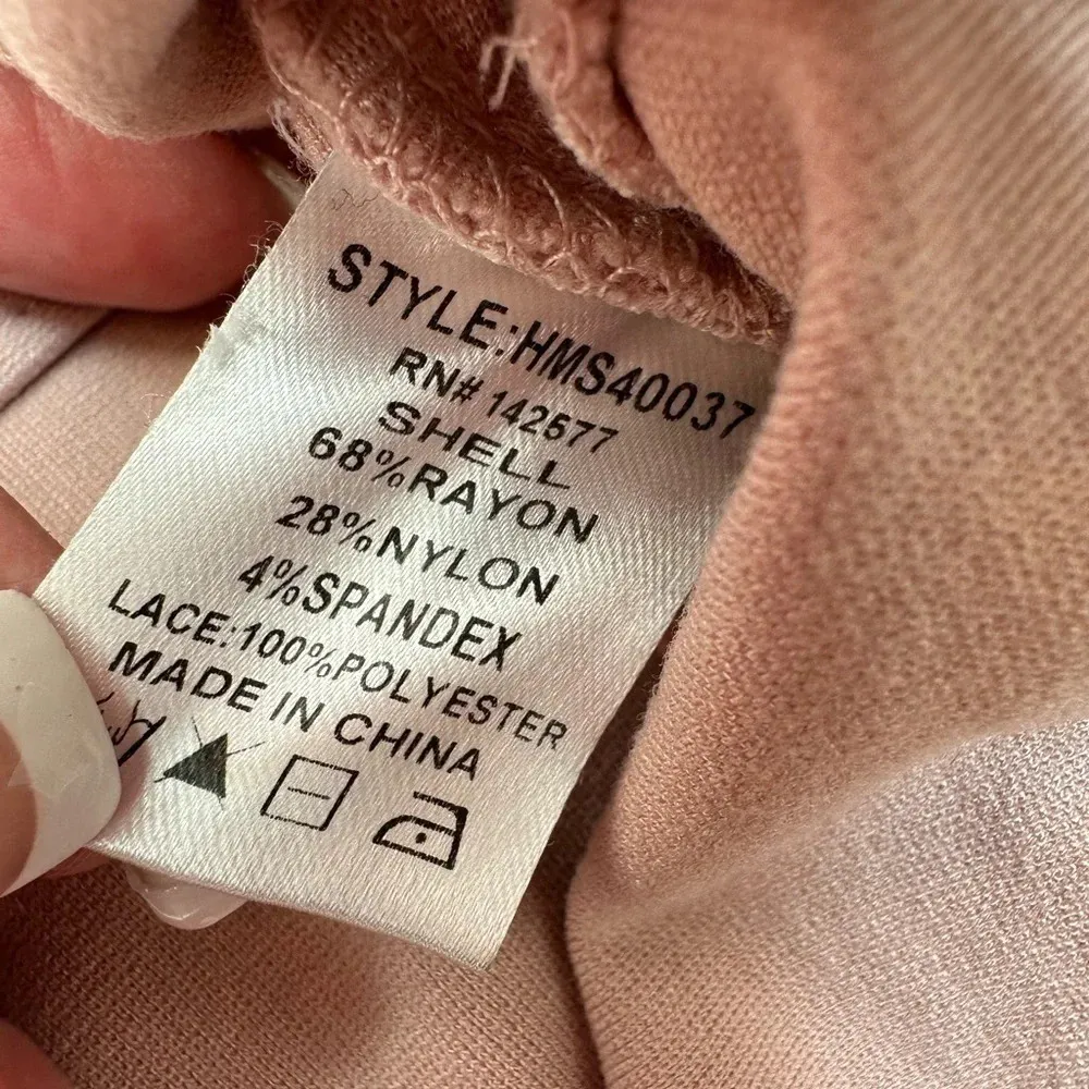 Haute Monde Blush Pink Stretchy Floral Roses Embossed Embroidered Skirt Size XL - Image 9