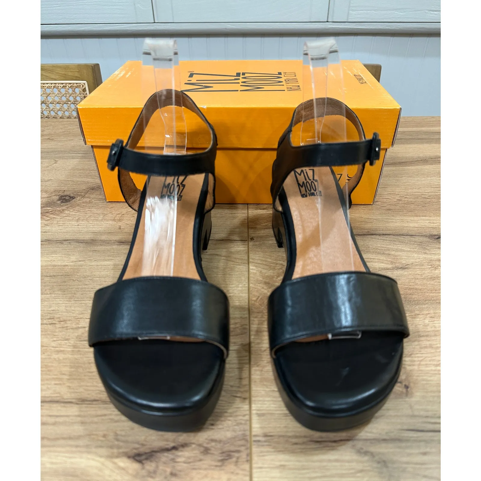 Miz Mooz NYC Gillie Block Heel Platform Sandal Black Leather Size 9/9.5 US 40 EU - Image 5