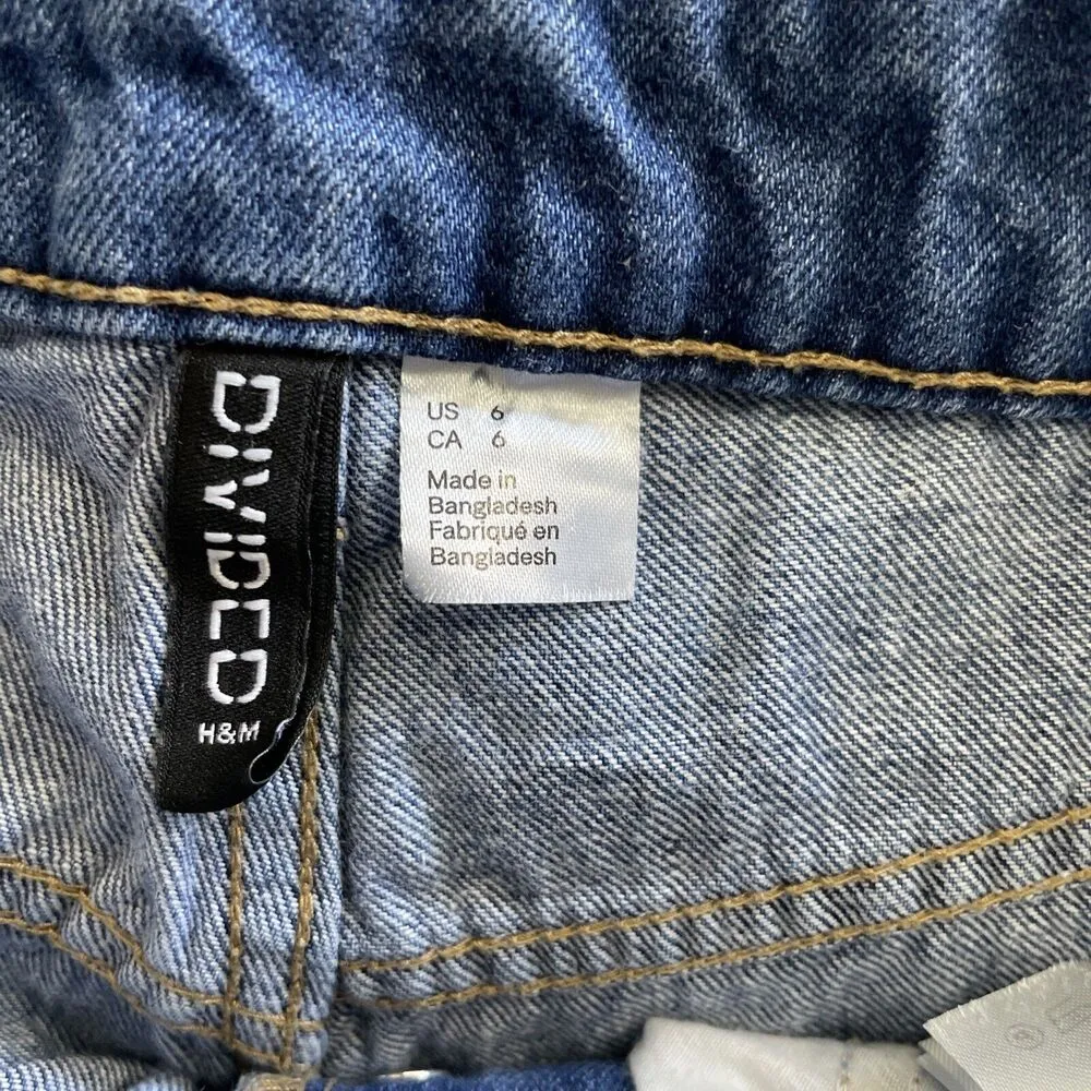 Divided H&M Womens Size 6 Short Shorts High Waist Button Fly Distressed Denim - Image 5