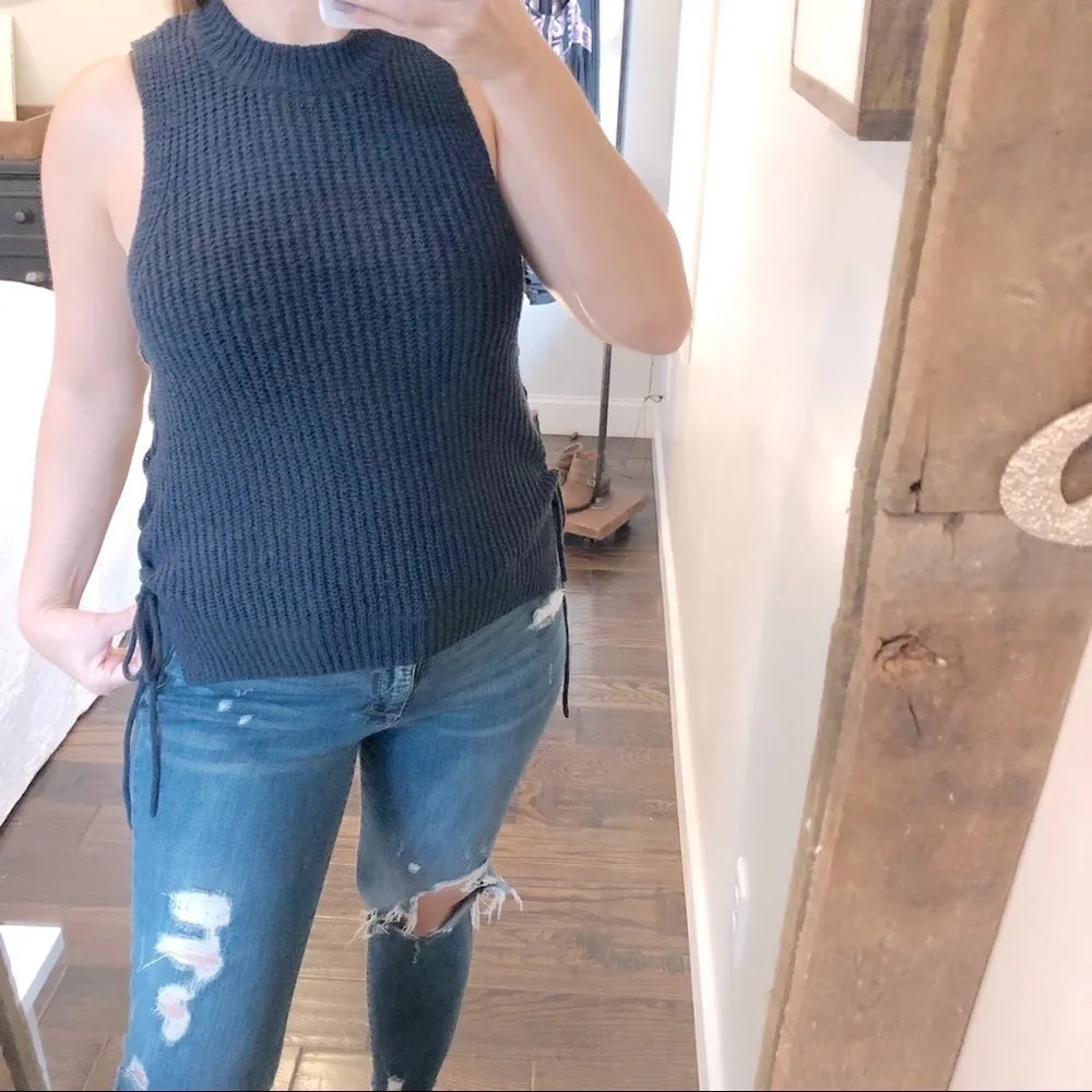 Atmosphere size 6 Navy blue side lace up sweater - Image 4