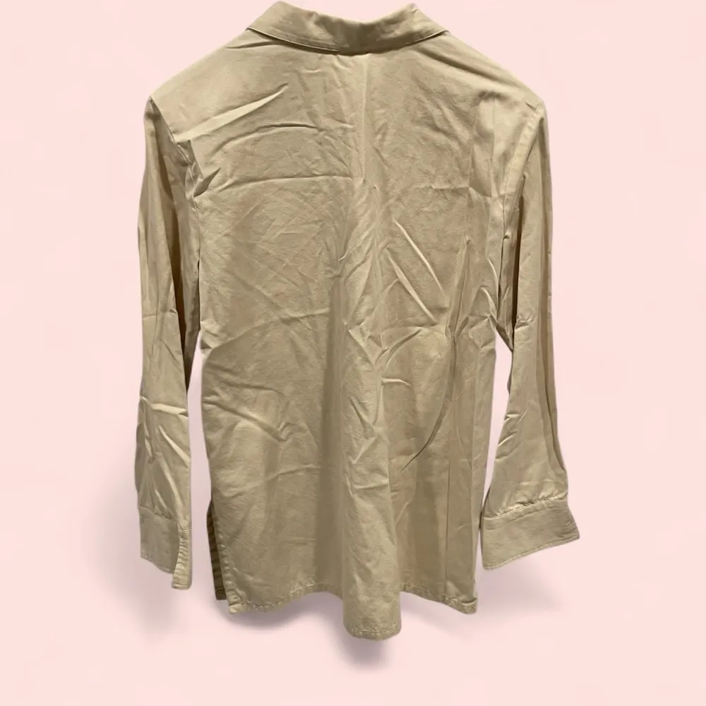 Vintage 90’s tan safari button front shacket pockets twill - Image 5