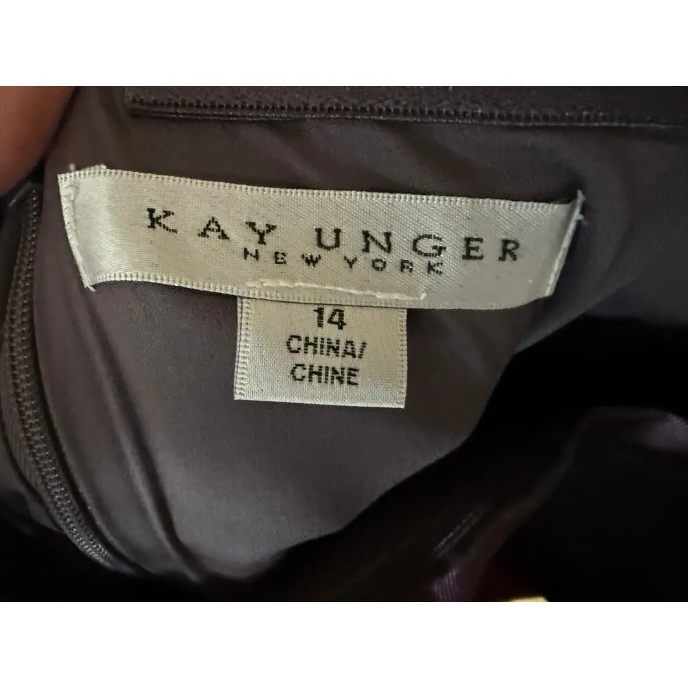 NWT Kay Unger Lucienne Strapless Column Gown AUbergine Poppies Sz 14  Sold Out - Image 8