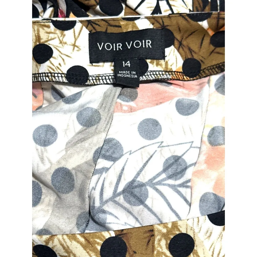 Voir Voir Size 14 Multicolor Polka Dot Patchwork Leaf Print Sleeveless Midi Boho Black - Image 10