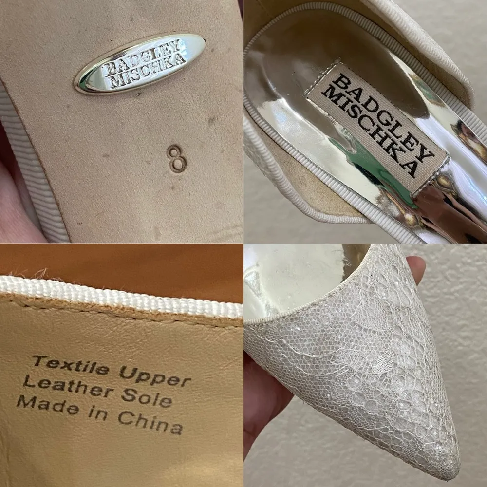 “Lola” d’Orsay Pumps White/Silver Lace Wedding Heels Size 8 - Image 13