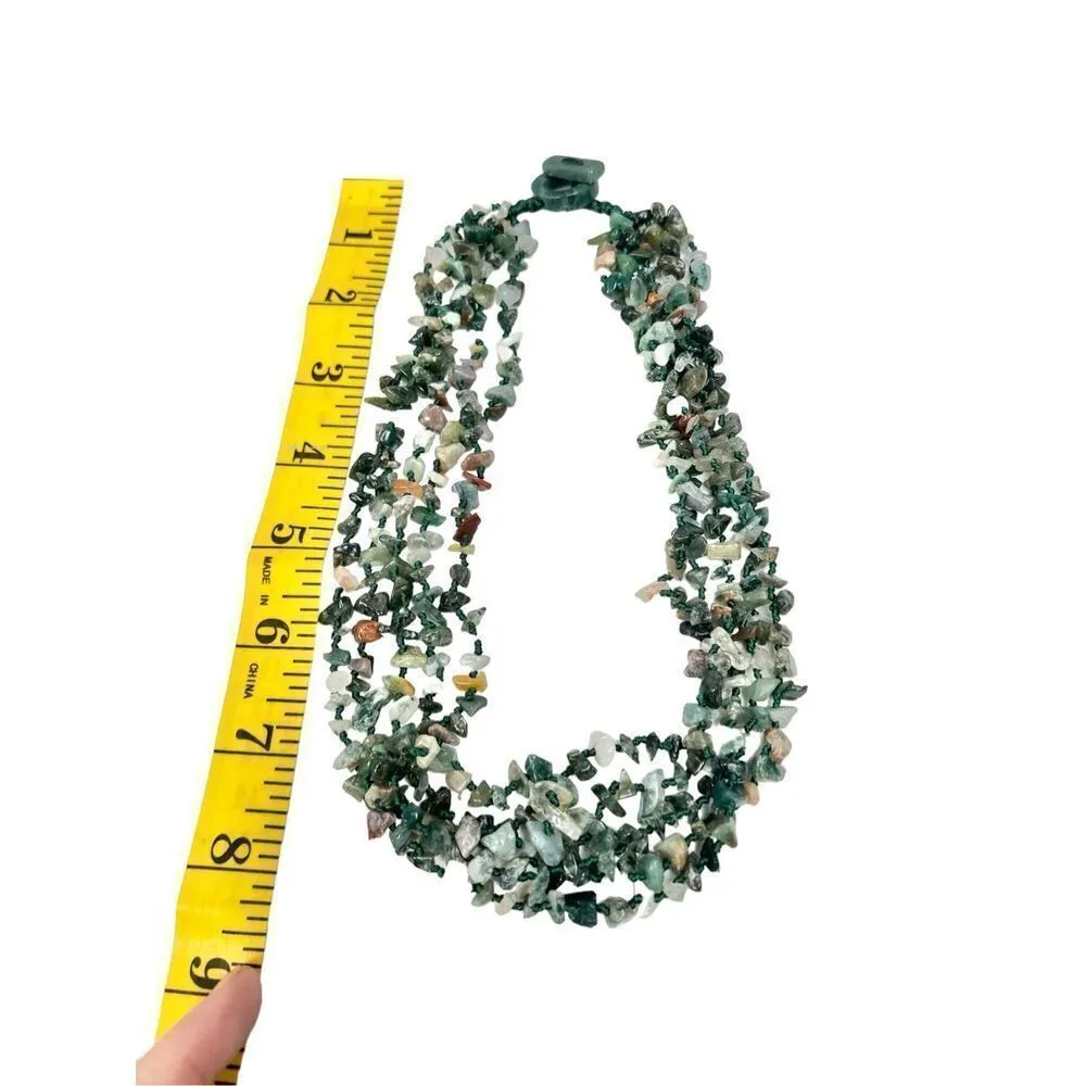 Natural Gemstone emerald green Chip Bead Assorted Stone multilayered necklace - Image 8