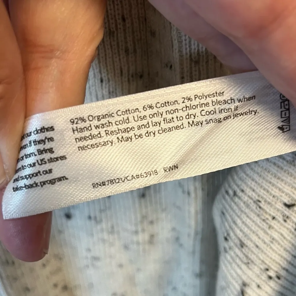 Eileen Fisher Cardigan Ecru Organic Cotton Speckle High Collar Knit Sz L EUC - Image 7