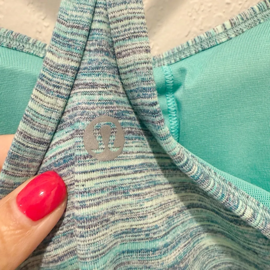 LULULEMON Power Y Tank Top in Space Dye Camo Alberta Lake‎ Fresh Teal size 8 - Image 3