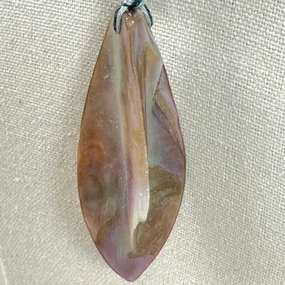 Free People Ariana Ost The Era Strand Necklace Navy Shell Pendant Bohemian Beach - Image 11