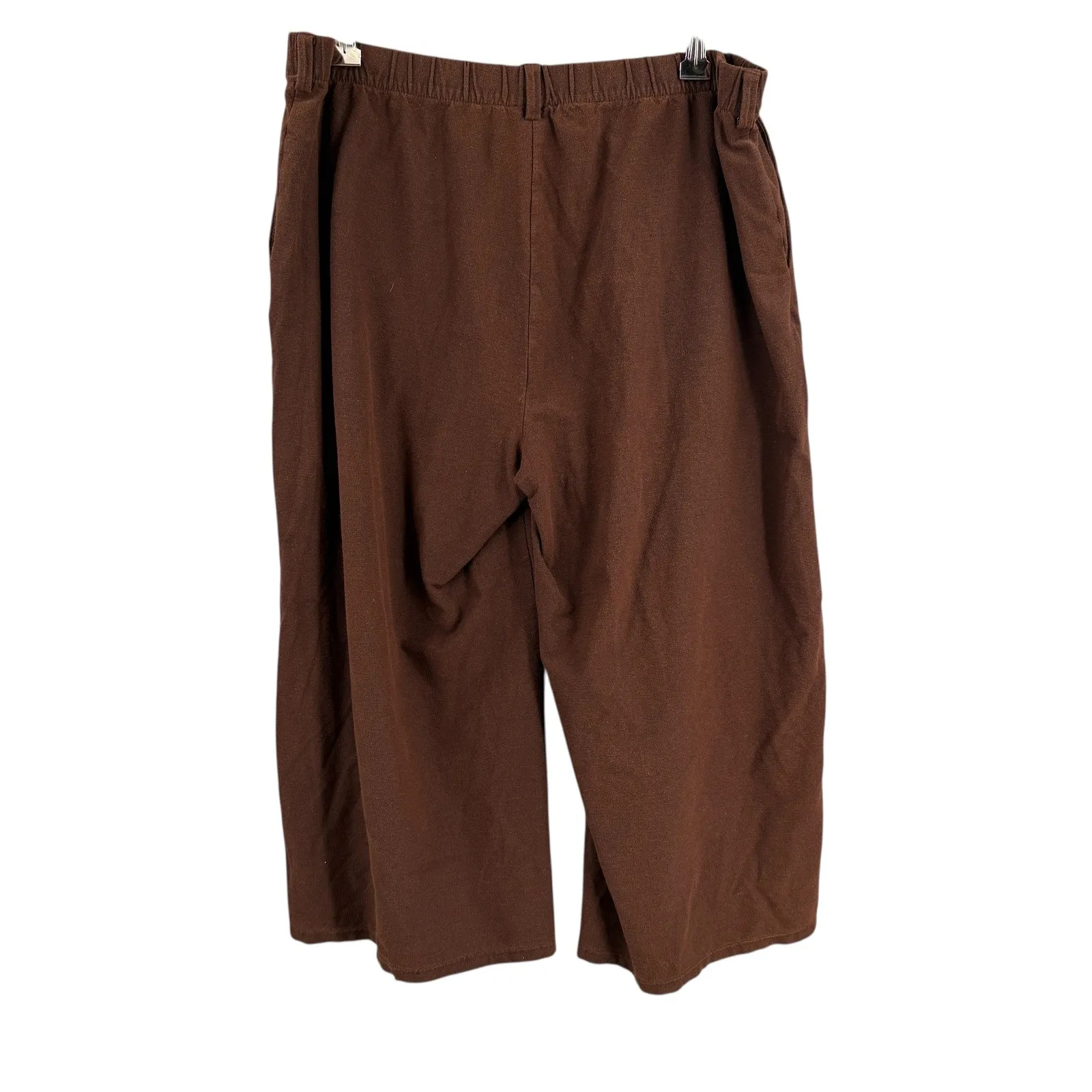 Eileen Fisher Brown Culottes Pants Petite Large Elastic Waist Pockets USA - Image 2