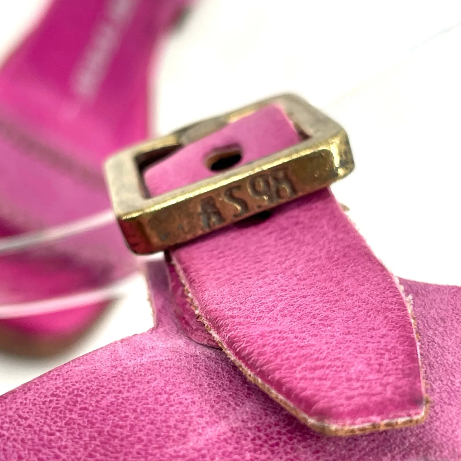 A.S.98 Arvin Block Heel Sandals Fuchsia Hot Pink Studded Leather Size EU 37 - Image 6