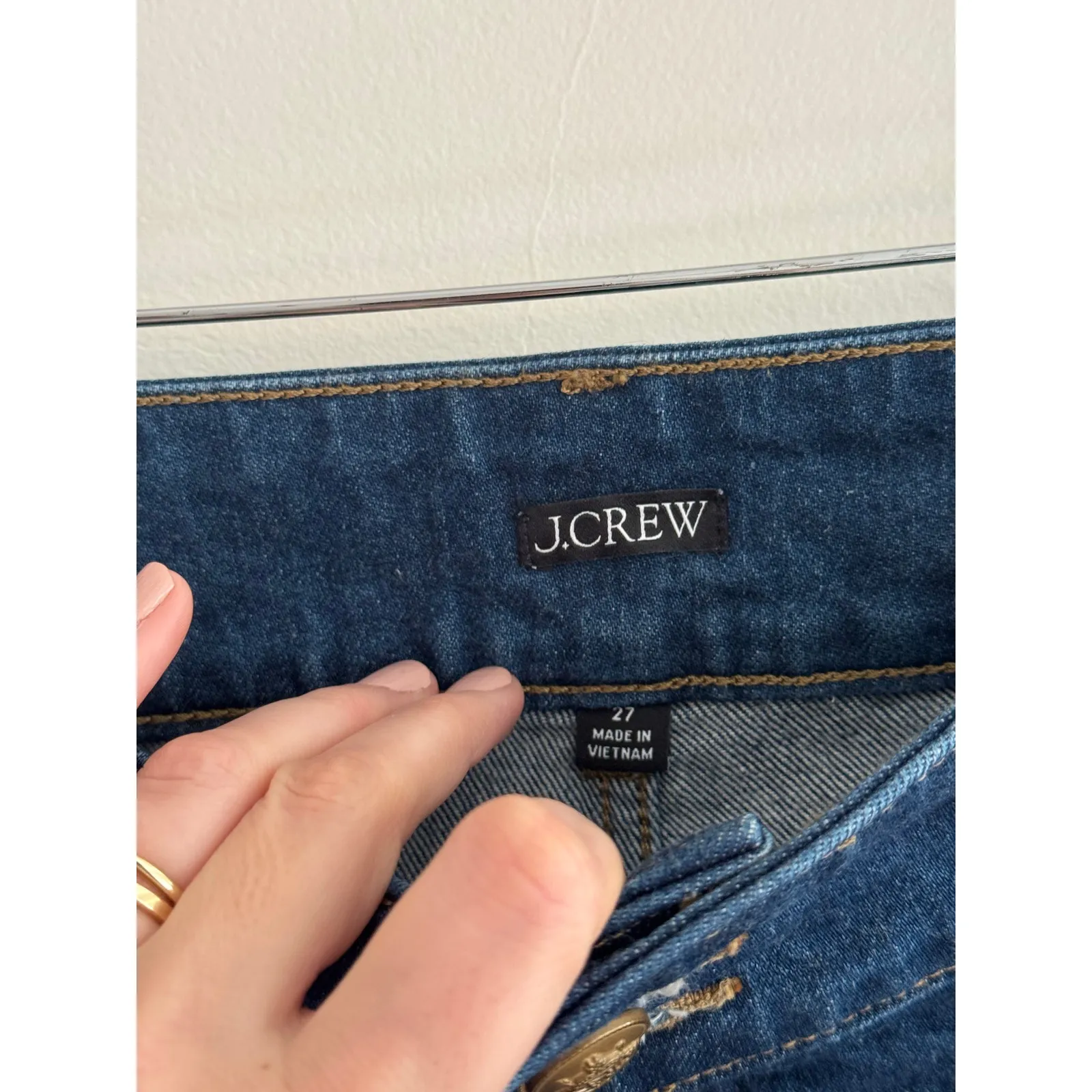 J. CREW Denim Trouser Jean with Stacked Buttons in Rinse Wash Size 27 Blue - Image 4