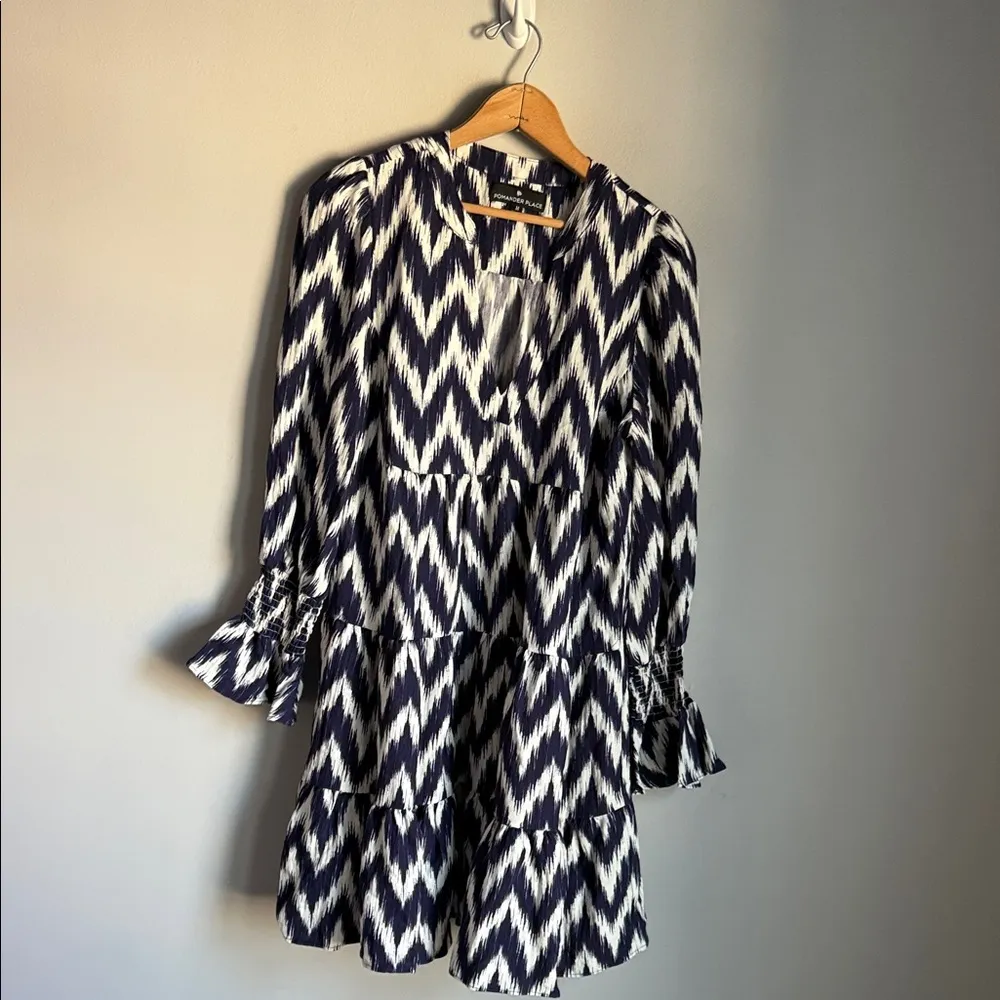 Tuckernuck Pomander Place Kenzo Ikat Navy Blue White Mini Dress - Image 3