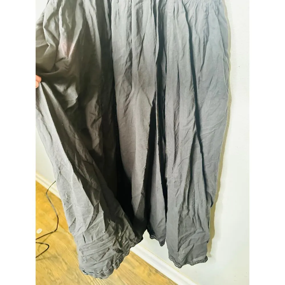 THE GREAT Black 100% Cotton Cachet Midi Lace Detail Button Midi Dress Size 2 - Image 12