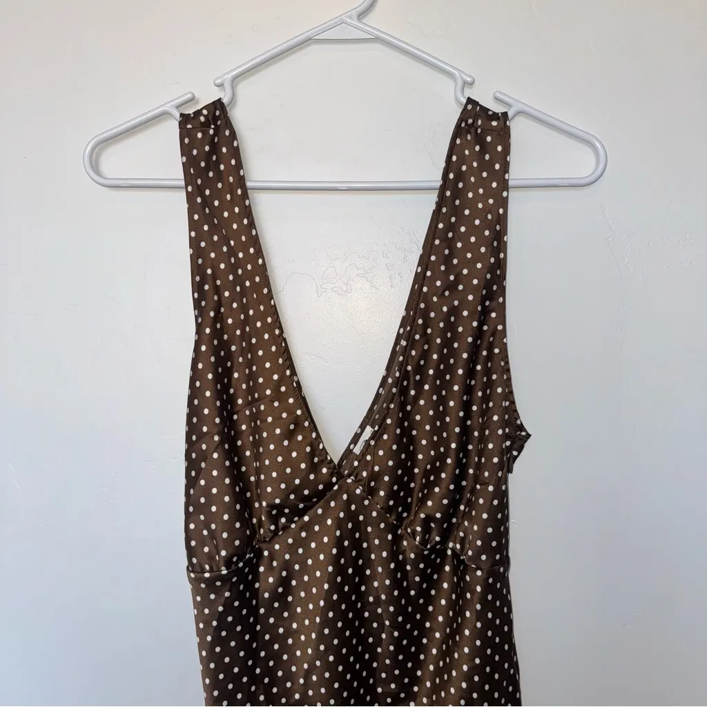 Pink by Frankie's Bikinis Brown and White Polka Dot
Dress Size Large - Image 4
