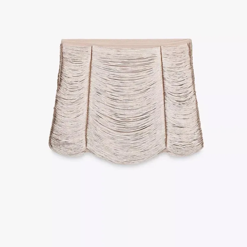 Zara NWT metallic thread pale pink mini skirt - Image 5