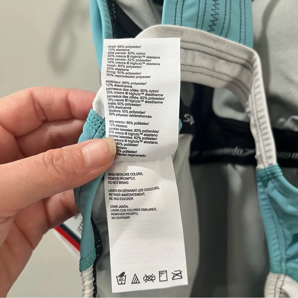 NEW SPEEDO QUANTUM FUSION SPLICE ONE PIECE SWIMSUIT WOMENS HEATHER BLUE SIZE 8 - Image 8