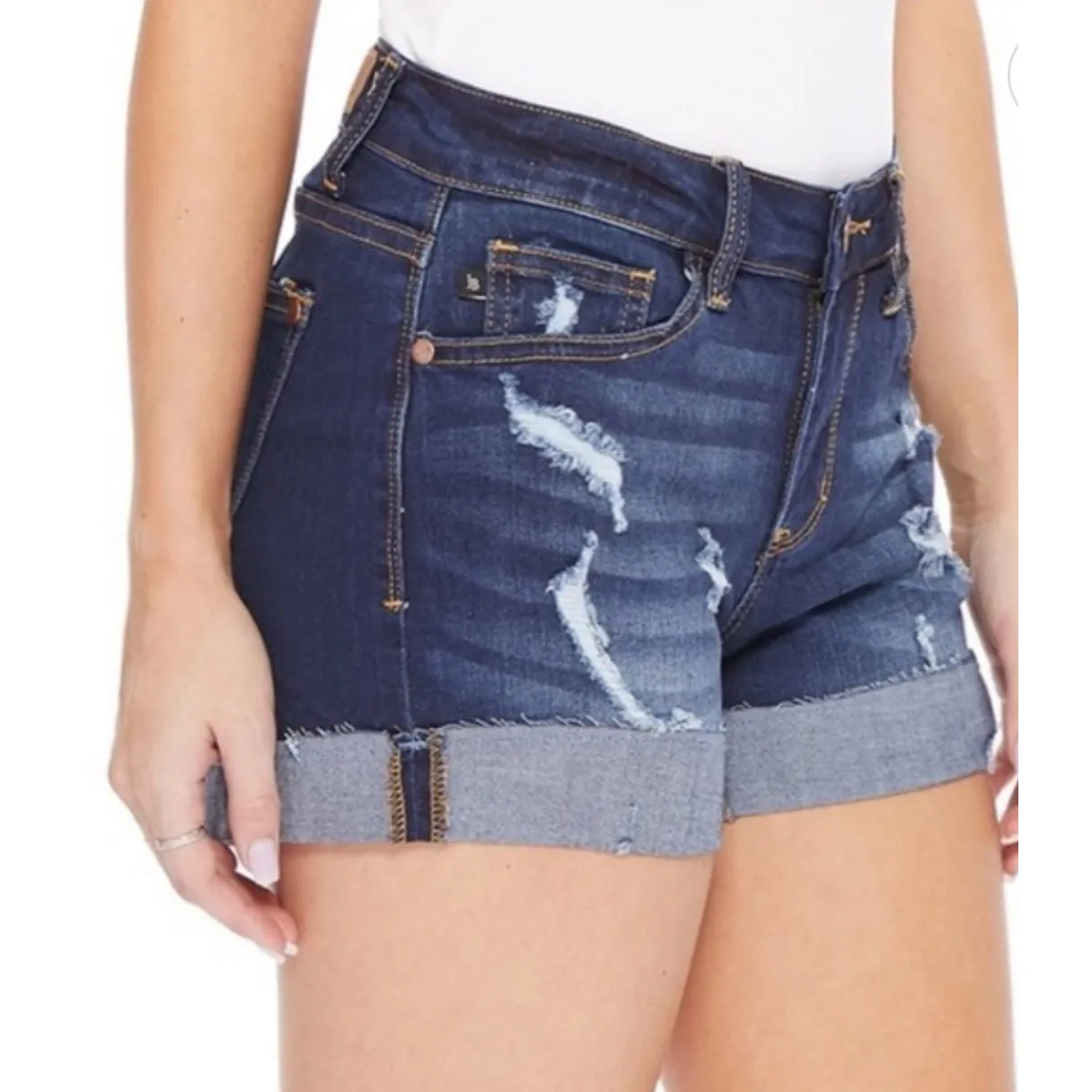 Judy Blue Distressed Denim Cut Off Stretchy Frayed Jean Shorts Size Small - Image 2