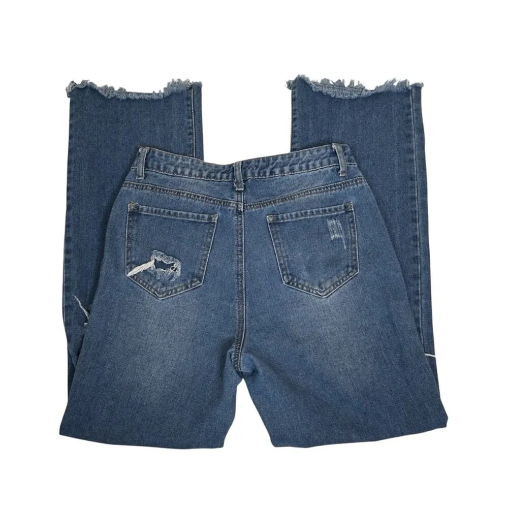 Gianni Bini Womens 7 Distressed Raw Hem Bootcut Jeans - Image 5