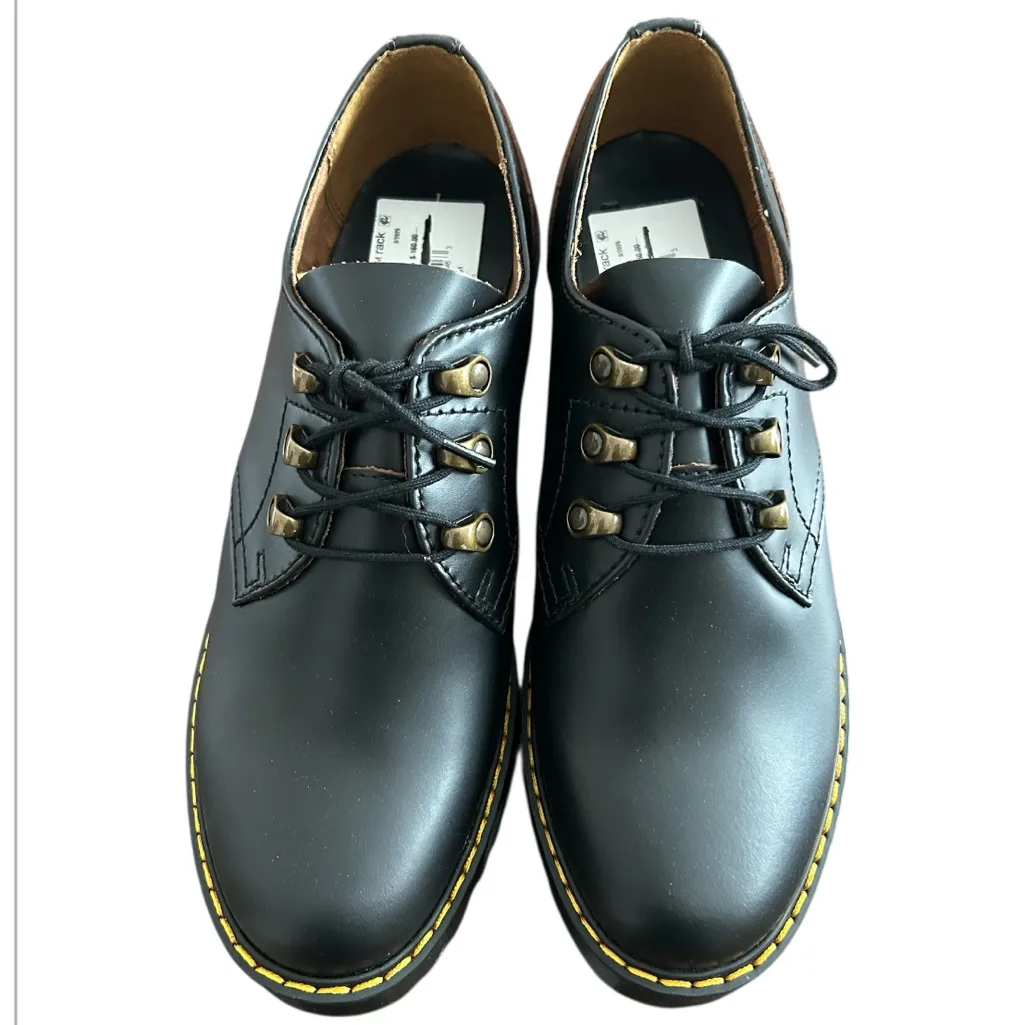 Dr. Martens Women’s Black Leona Lug Sole Platform Derby Shoes NEW in box Size 10 - Image 4