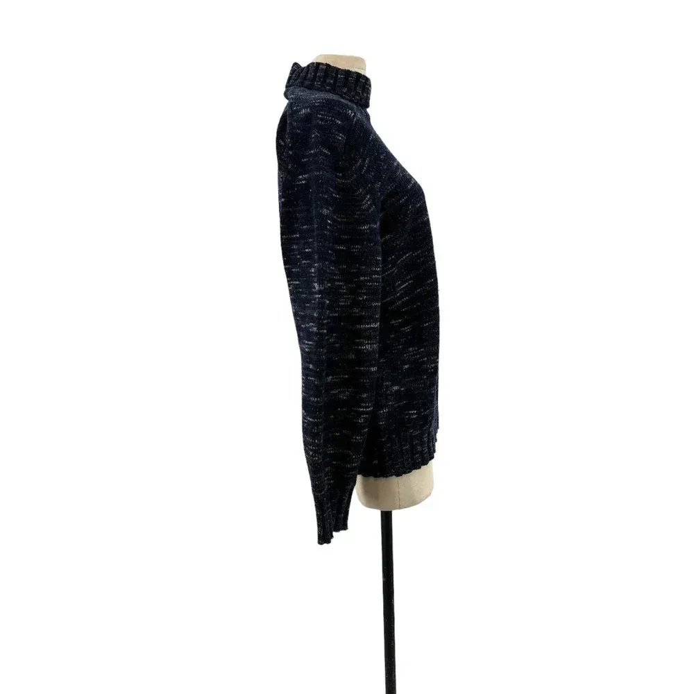 JOSEPH‎ Navy Blue Heathered Wool Turtleneck Sweater Size Medium - Image 4