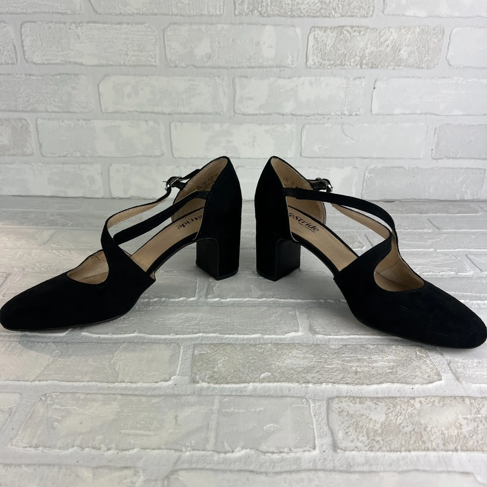 LifeStride‎ Heels Pumps Womens 8.5 Tracy Black Suede Strappy Block Heel Classy - Image 8