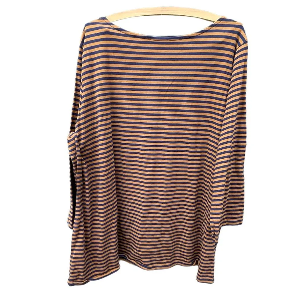 Denim + Co. size 3X blue tan striped top. - Image 2