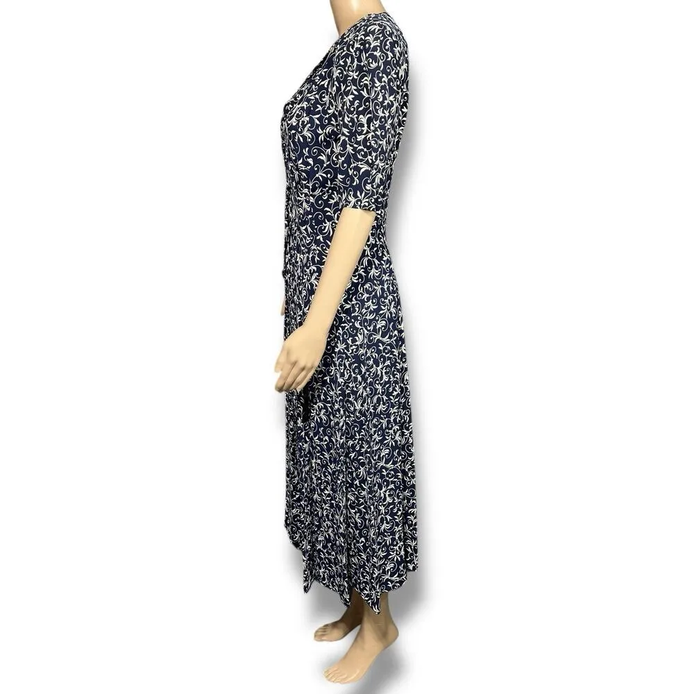 Express Vintage 90s Womens Prairie Floral Button Front Midi Shirt Dress Retro - Image 6