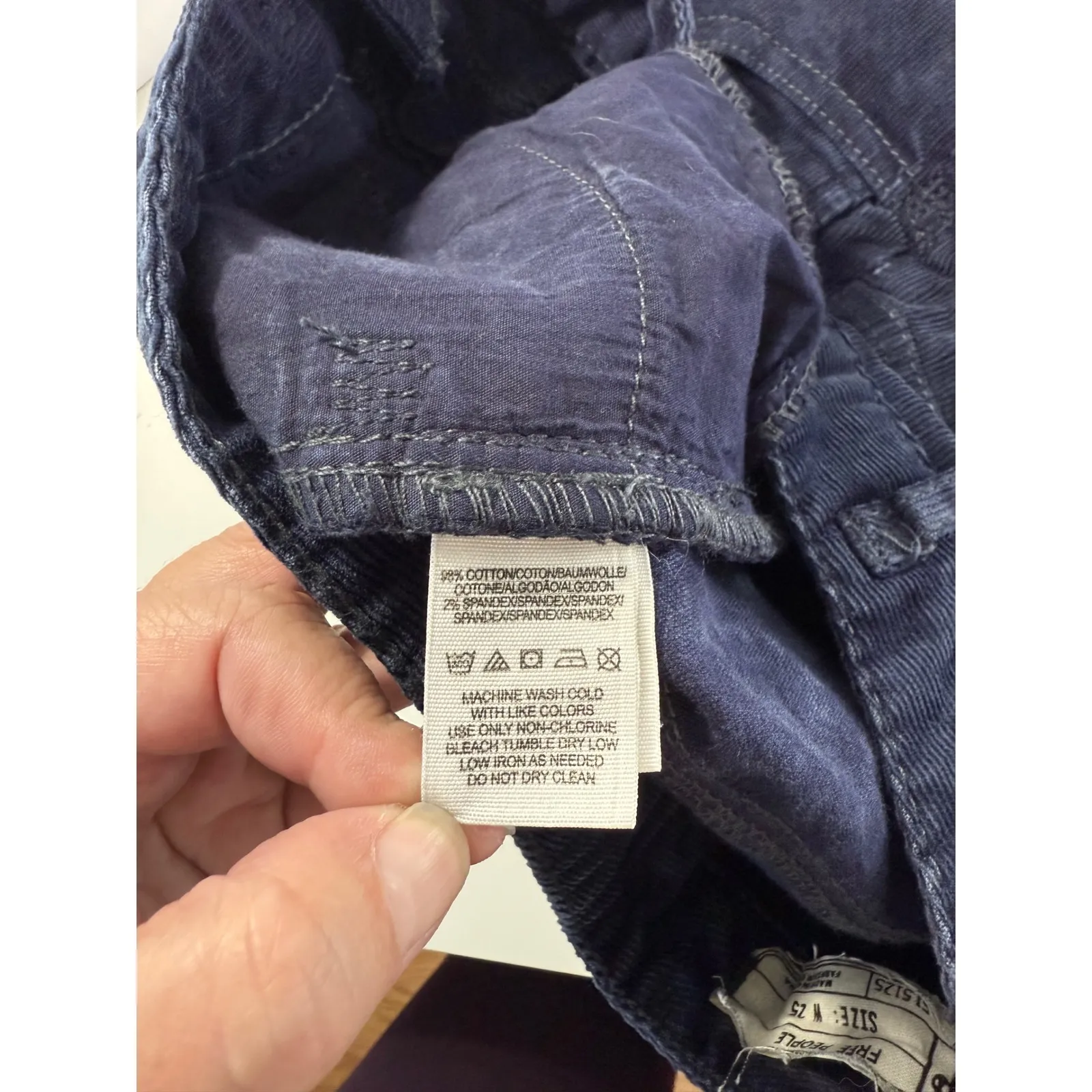 Free‎ People Navy Blue Corduroy Skinny Jeans Women's Size 25 - Image 7