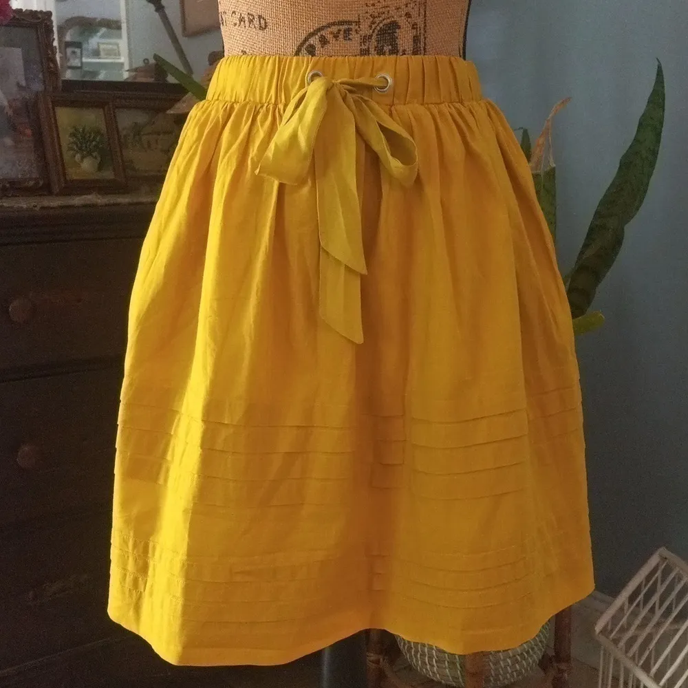 Anthropologie Odille Drawing Parallels Pleated Pocket Skirt in Marigold Yellow - Image 14