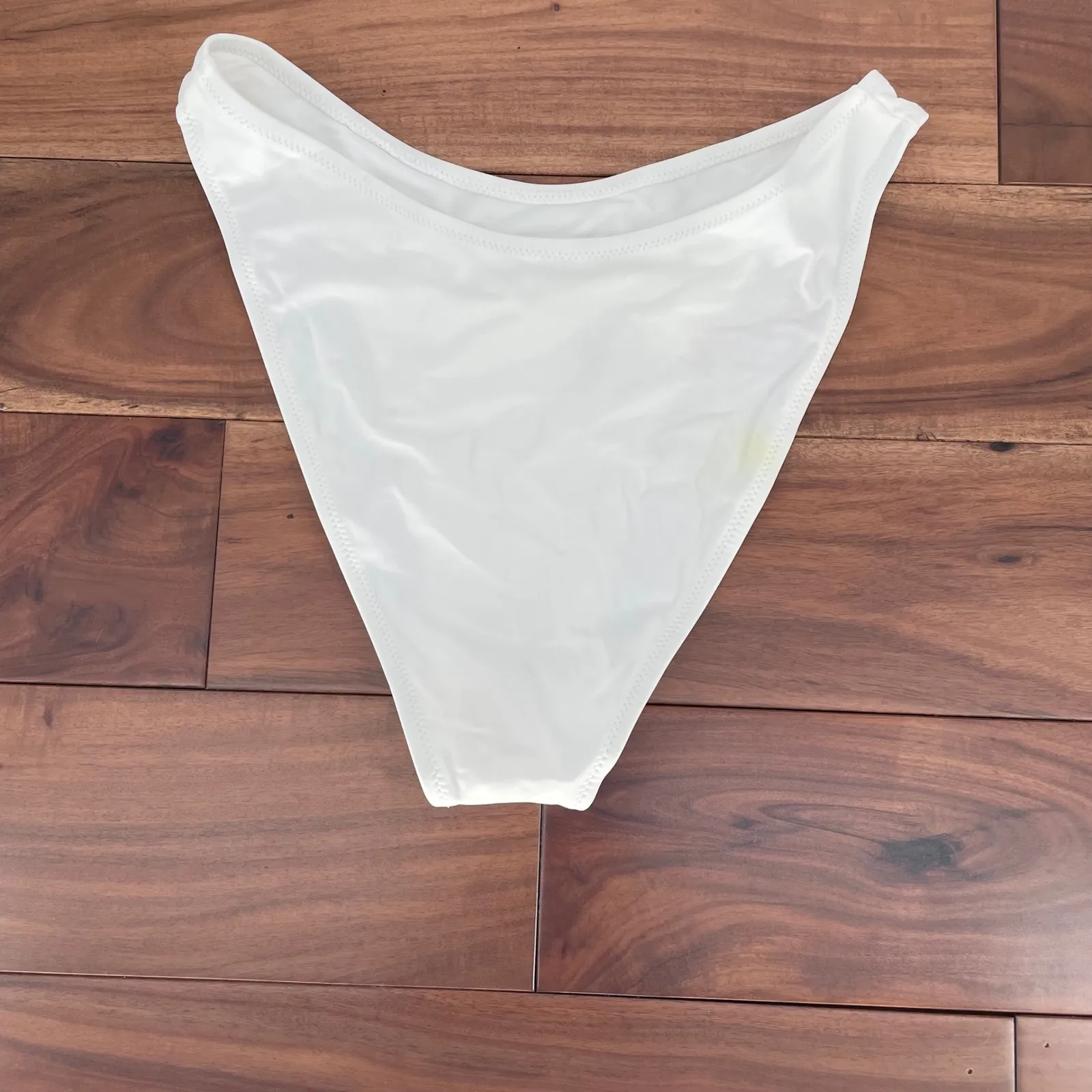 Lulus White High Waisted Bikini Bottoms Swimsuit Size L - Image 5