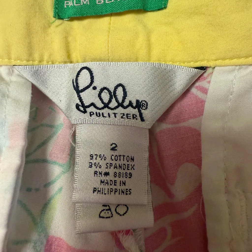 Lilly Pulitzer Tropical Patchwork Palm Beach Fit Bermuda Shorts Sz 2 Vintage - Image 2