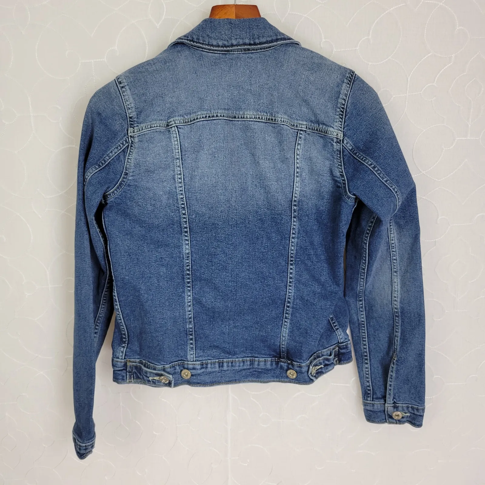 Levi's Denizen Womens Jacket Medium Blue Denim Buttoned Chest Pocket Collared‎ - Image 7