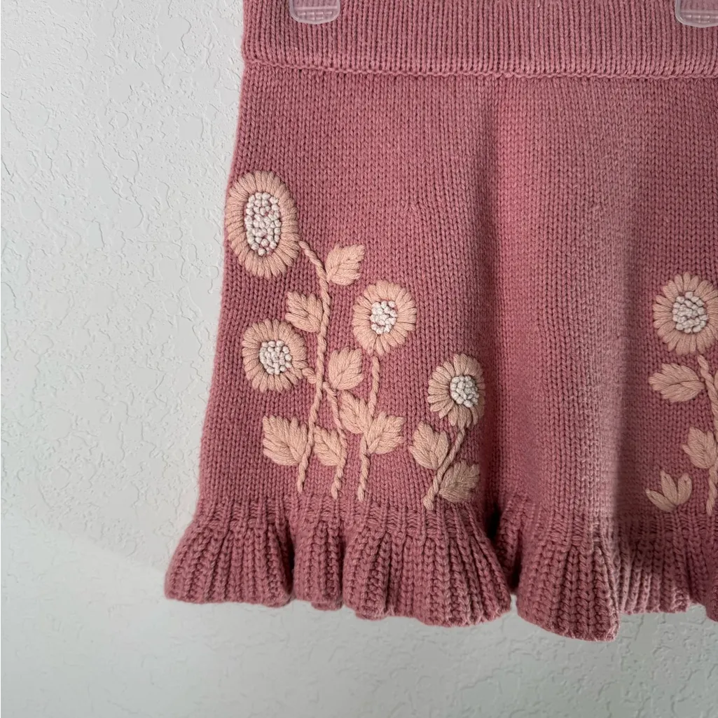 LoveShackFancy Oxford Wool Blend Mini Sweater Skirt in Pink Size S - Image 4