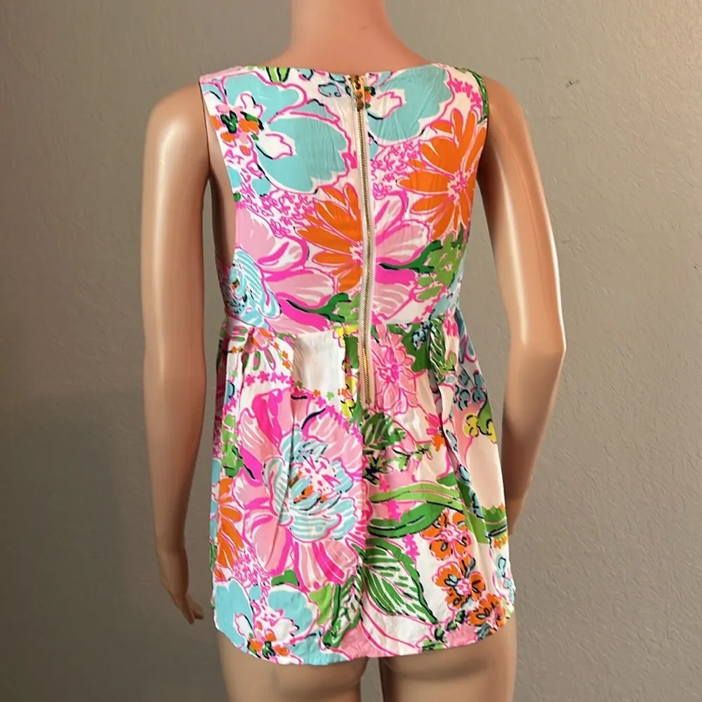 Lilly Pulitzer Womens Tank Target Nosey Posey Top Blouse Shirt Floral pink XS #5 - Image 3
