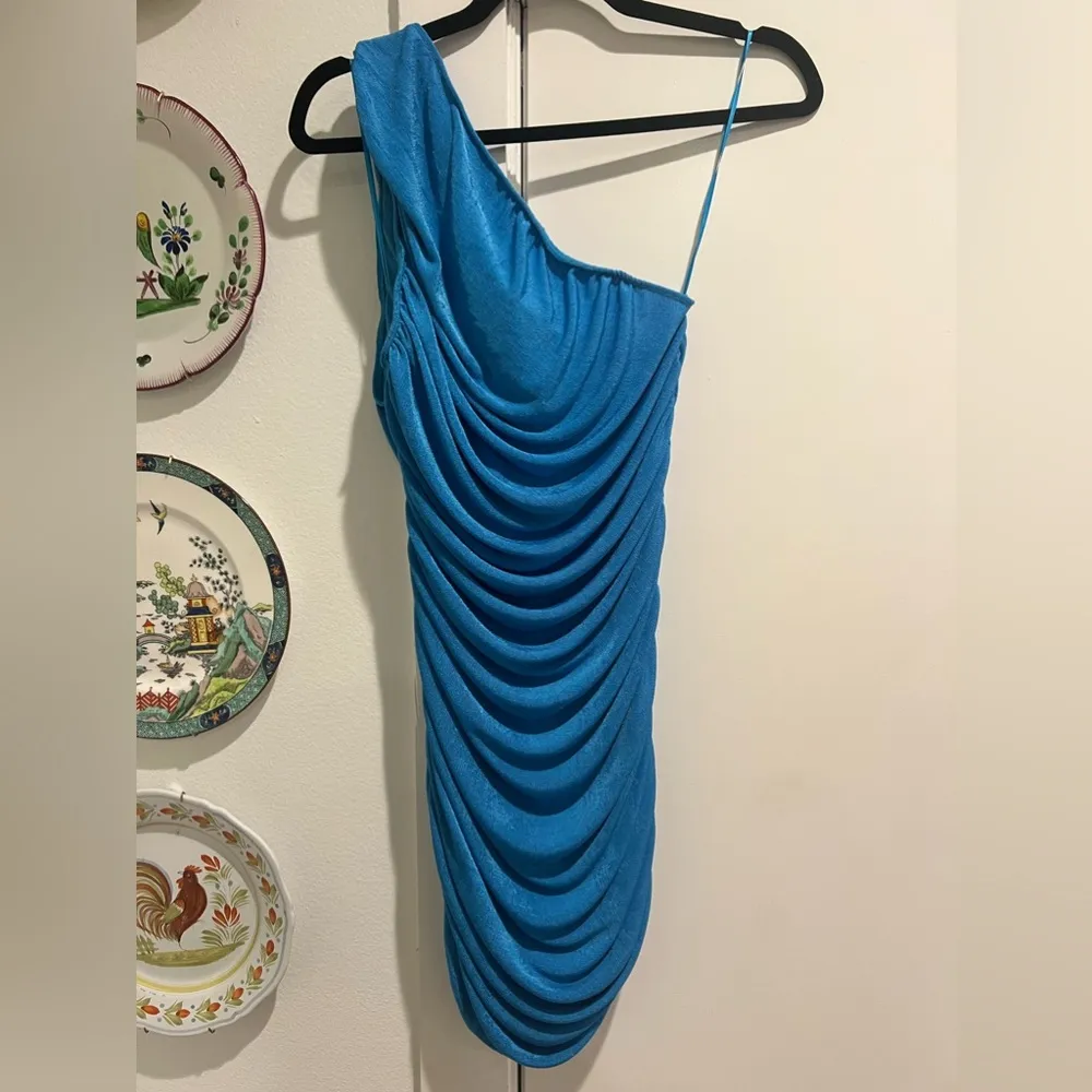 NEW Lioness One Shoulder Ruched Bright Blue Mini Dress - Image 3
