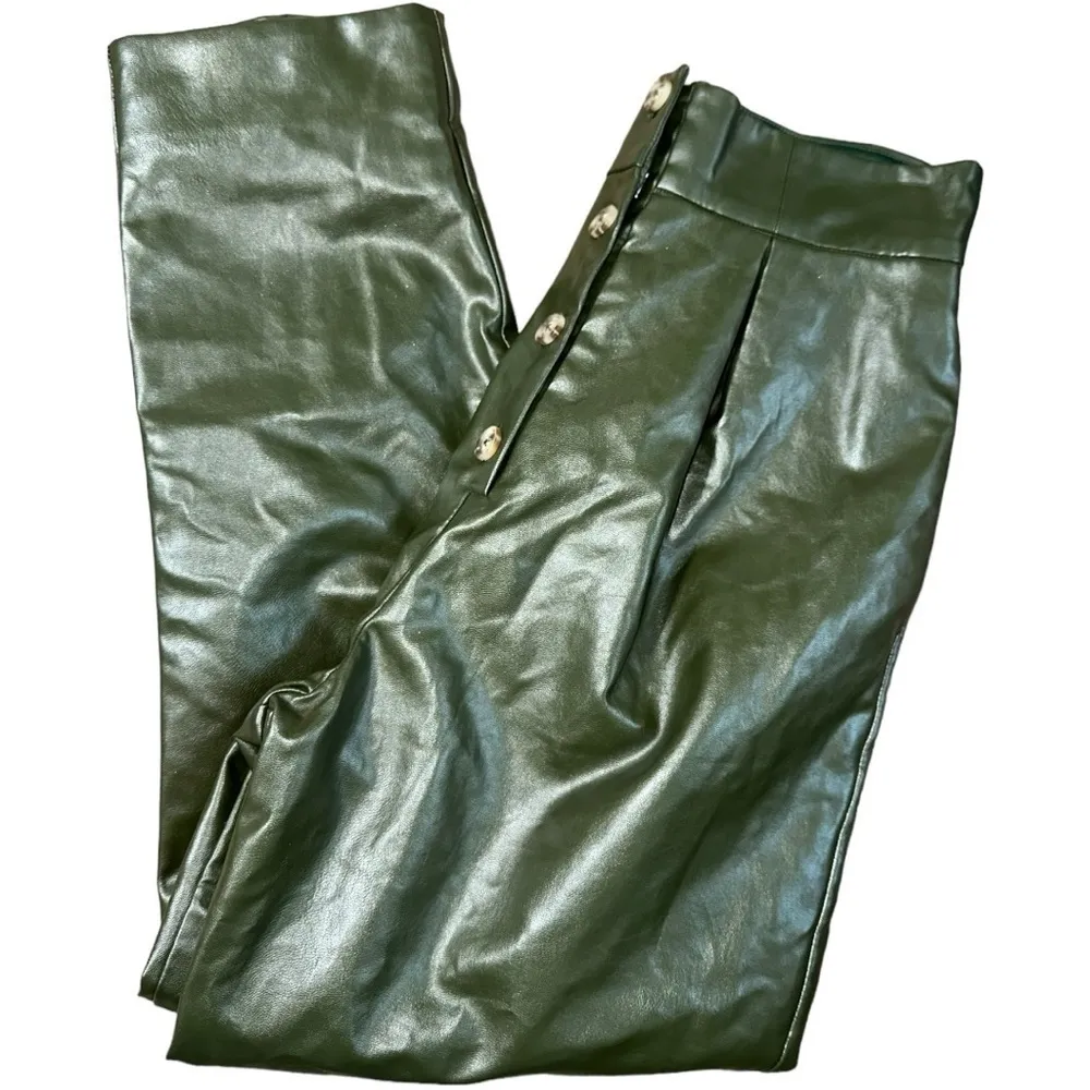 Majorelle Women’s Size S Olive Green Clive Faux Leather Button Front Pants - Image 4