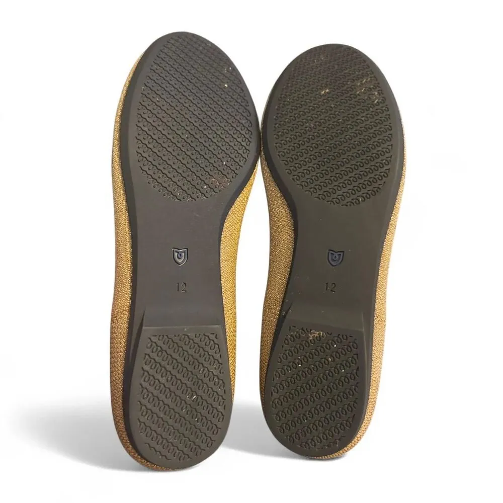 Rothy’s Women’s Size 12 Ballet Flats Metallic Gold Round Toe Eco Knit Shoes - Image 8