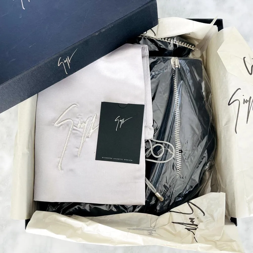 Giuseppe Zanotti Wedge Point Toe Ankle Boot Black Suede 39.5 Chain Detail w/box - Image 9