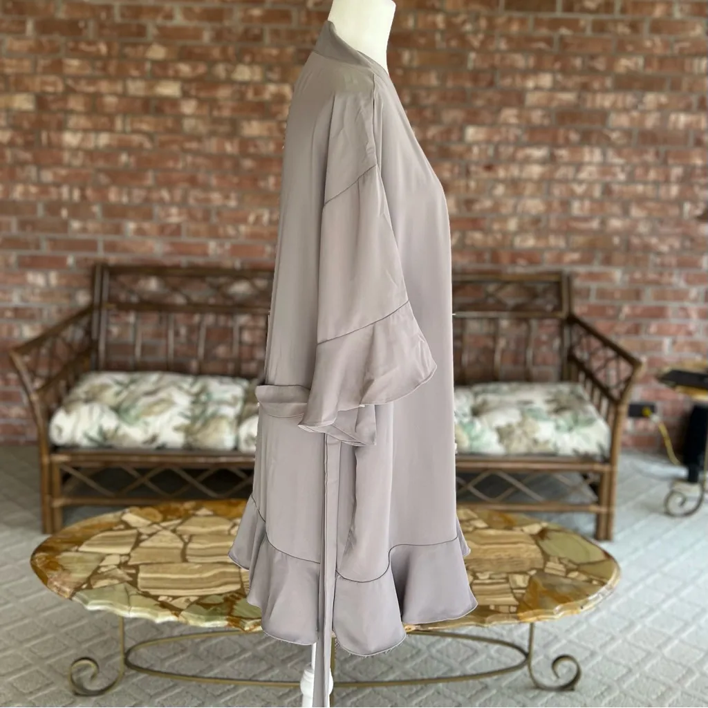 Birdy Grey Kenny Robe Grey Ruffle Kimono Sleeve Belted XS/X Bridal Party - Image 9