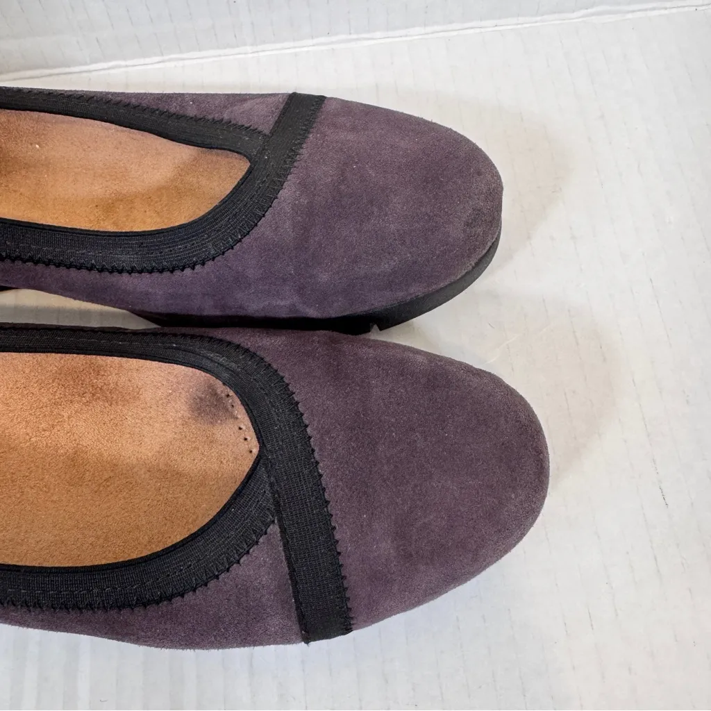 Clarks Purple Suede Leather Slip On Mini Wedge Comfort Shoes Womens 9.5 Classic - Image 8