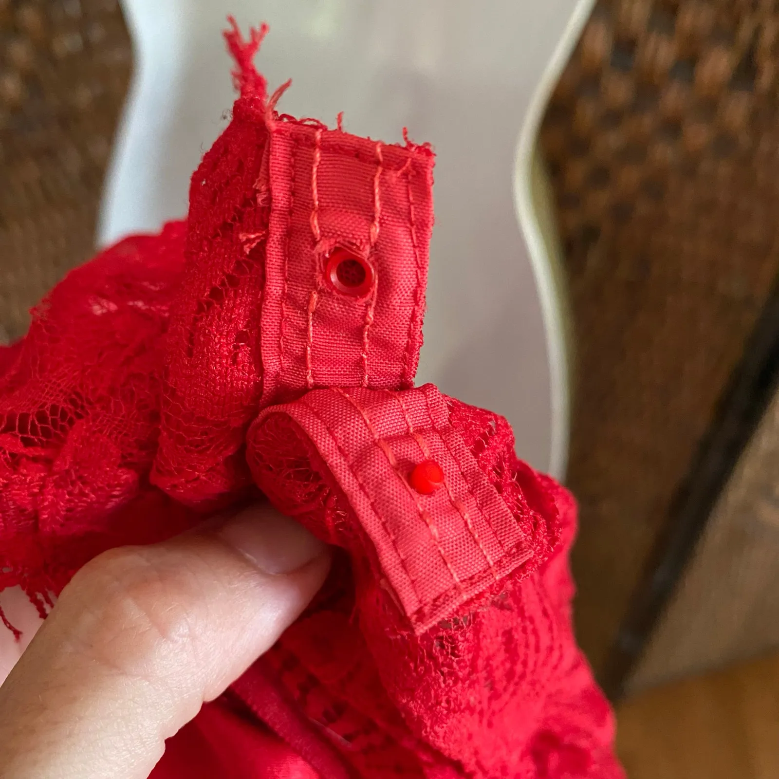 Size S // Vintage 90s Victoria's Secret Gold Label Red Lace Teddy - Image 6